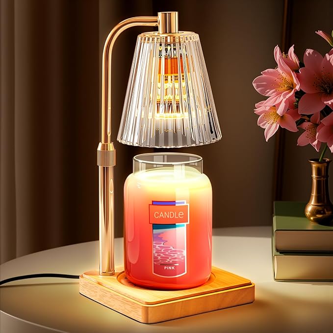 Marycele Candle Warmer Lamp with Timer Dimmer, Christmas Birthday Gifts for Mom Women Sister Her, House Warming Gifts, Thanksgiving Decorations for Office Room Home Decor, Clear Adjustable Wax Warmer