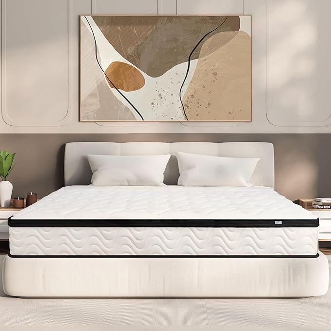 Full Size Mattress in a Box | Full Mattresses 12 Inch Hybrid | Medium Firm Memory Foam and Individual Pocket Springs Bed Matress | Fiberglass Free | Breathable | CertiPUR-US