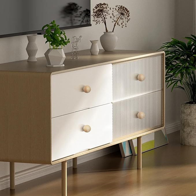 FoDau770 30pcs Unfinished Wood Knobs, Round Ball Cabinet Knobs Vintage Drawer Pulls, Natural Wooden Cabinet Hardware for Furniture Drawer Dresser Wardrobe Cupboard - 1-1/2" Diameter