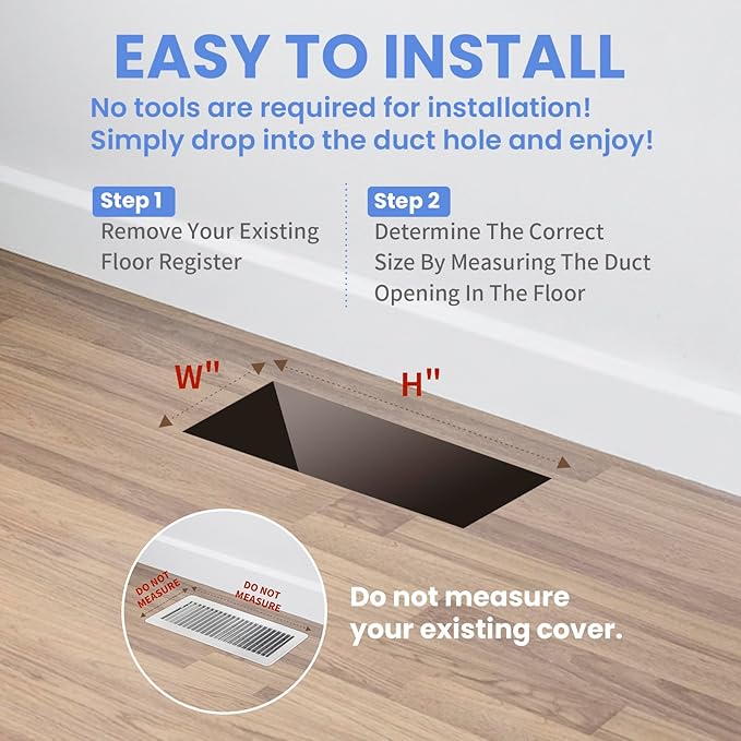 2x12 Inches Heavy Duty Walkable Floor Register - Easy Adjust Air Supply Lever Decorative Floor Vent Covers - Boston Design Vent Covers for Home - Satin Nickel