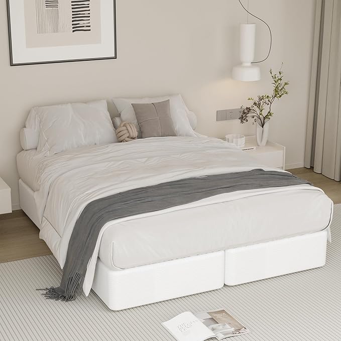 Split California King Box Spring 5 Inch, Low Profile Heavy Duty Metal Box Spring Cal King Size with Fabric Cover, Noise-Free, Quick Assembly