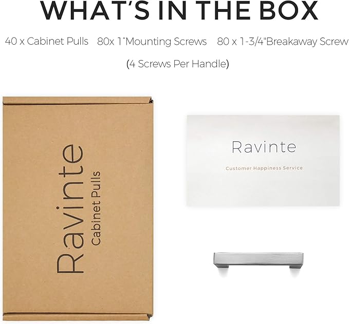 Ravinte 40 Pack 3 Inch Square Cabinet Handles Satin Nickel Pulls Brushed Nickel Drawer Pulls Kitchen Cupboard Hardware for Cabinets Cupboard Drawer Handles