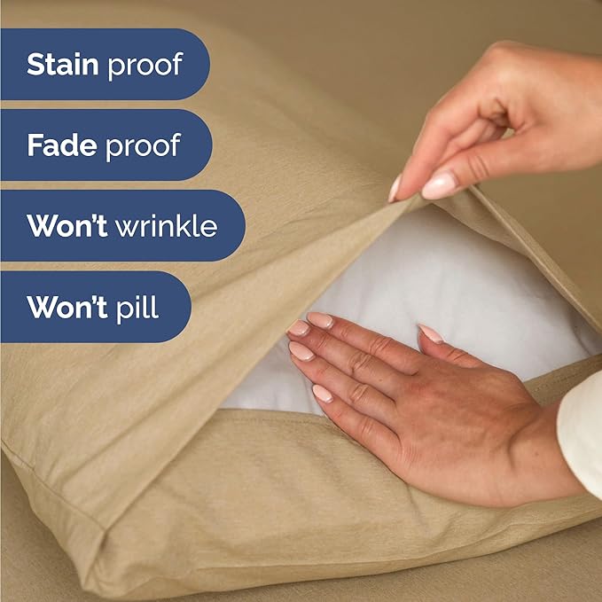 Twin Size 3 Piece Sheet Set - Comfy Breathable & Cooling Bed Sheets Set - Hotel Luxury Bedding for Women, Men, Kids, Teens, Boys & Girls - Deep Pockets, Soft & Wrinkle Free - Tan (Heathered Sheets)
