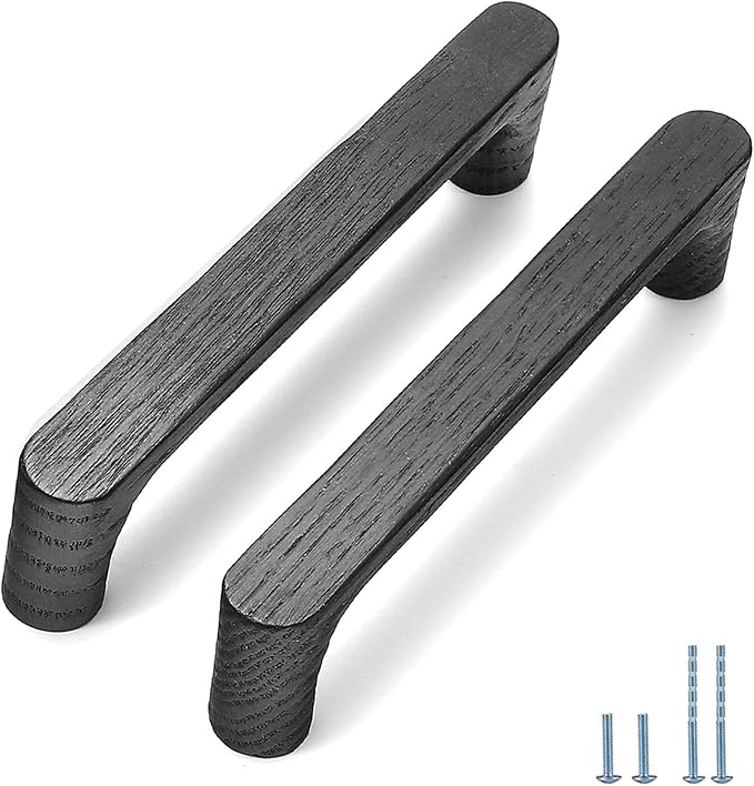 Black Round 7-1/2in 8 pcs Wooden Drawer Pulls Handle pulls for cabinets Kitchen Cabinet Drawer pulls Cabinet Door Pull
