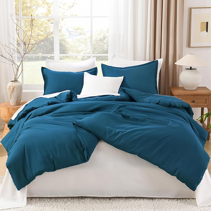 Litanika Teal Comforter Full Size, 3 Pieces Turquoise Lightweight Solid Bedding Comforter Set, All Season Fluffy Bed Set (79x90In Comforter & 2 Pillowcases)