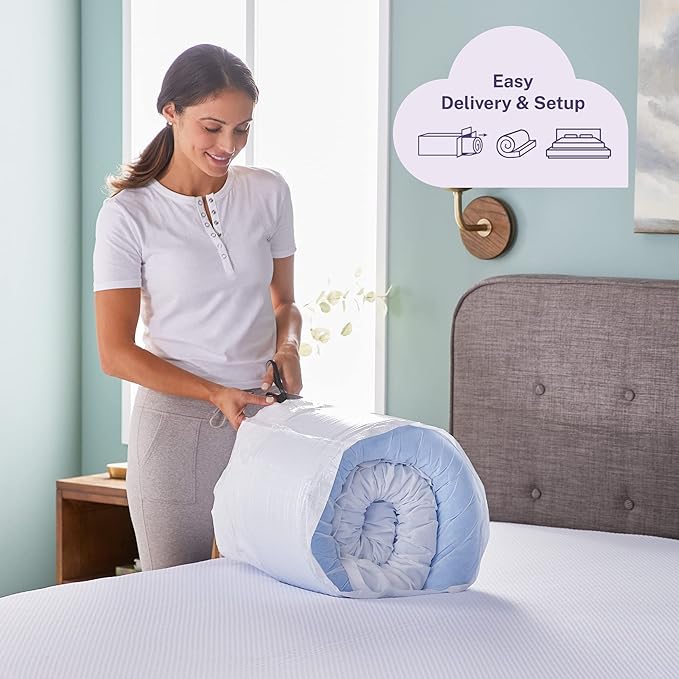Sleep Innovations Dual Layer 4 Inch Memory Foam Mattress Topper, Queen Size, Ultra Soft Support, 3 Inch Cooling Gel Memory Foam Plus 1 Inch Fluffy Pillow Top Cover