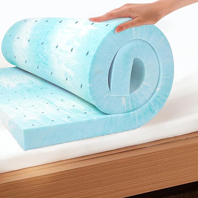 EGO Topper 3 Inch Twin Memory Foam Mattress Topper, Gel Foam Mattress Topper for Pressure Relief, Ventilated Design Bed Topper in a Box, CertiPUR-US Certified, Medium