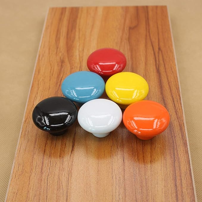 HUAMULAN 15PCS Blue Glossy Ceramic Knobs Button Round Mushroom Cabinet Dresser Vintage Pulls Door Handles Cupboard Wardrobe Drawer, Dia. 1.5 inch 38mm