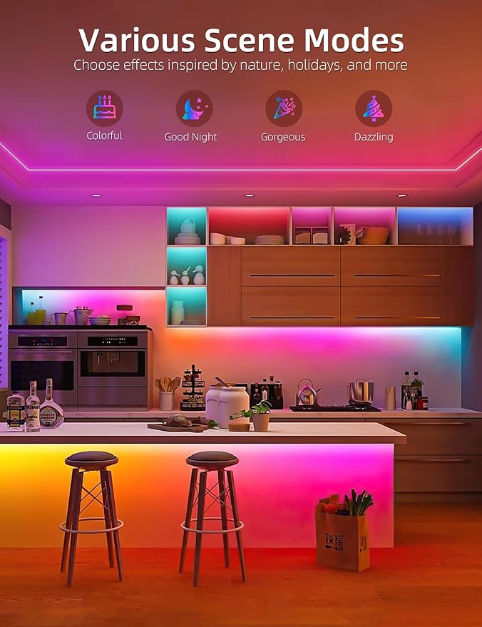 Lamomo RGB Neon LED Strip Lights, 16.4Ft Led Neon Rope Lights with App Remote Control, Music Sync, Indoor IP65, Waterproof, Flexible DIY Lights Design for Bedroom, Living, Gaming Room, Party Decor