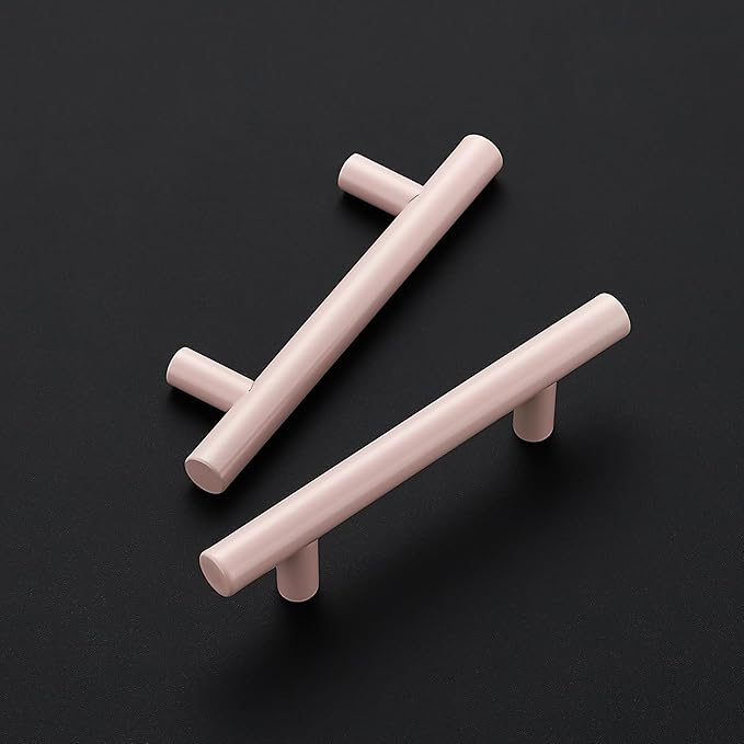 Ravinte 40 Pack | 5 Inch Cabinet Pulls Pink Stainless Steel Kitchen Drawer Pulls Cabinet Handles 5 InchLength, 3 Inch Hole Center
