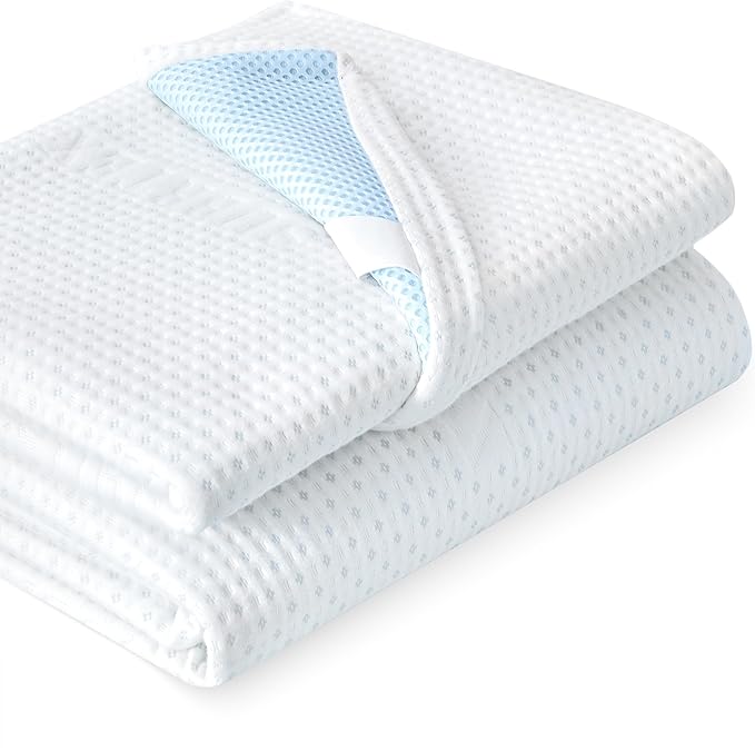 Subrtex 2 Inch Mattress Topper Cover (Only Cover) Mattress Topper Protector Bedding Rayon Made from Bamboo Removable Mattress Encasement with Zippers, Full