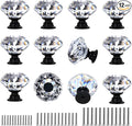 DEELF 12 Packs Kitchen Cabinet Knobs, 40 mm Crystal Cabinet Knobs, Diamond Dresser Handle Drawer Pulls, Dresser Knobs for Cabinets and Drawers, Black Base