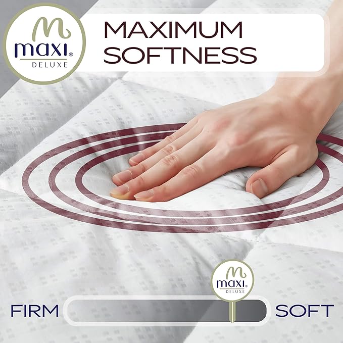 MAXI California King Mattress Pad - Luxurious Cotton Sateen Mattress Protector - Soft, Comfortable, and Breatheable Mattress Cover - Mattress Pad Protects Mattress from Dust, Dirt, Spills, and Stains