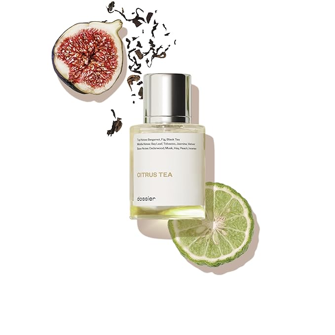 Dossier - Citrus Tea 1.7 Fl oz (50ml) - Perfume Inspired by Labo Thé Noir - Pure Infused - Paraben Free - Vegan - For Women Men Unisex