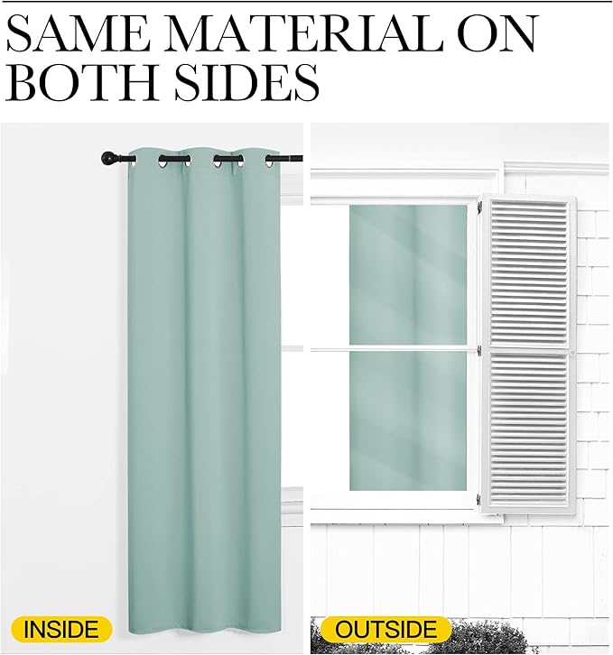 NICETOWN Aqua Blue Room Darkening Curtains for Kitchen, Window Treatment Thermal Insulated Solid Grommet Room Darkening Curtains/Drapes for Bedroom (Set of 2, 42 inches Wide by 48 inches Long)