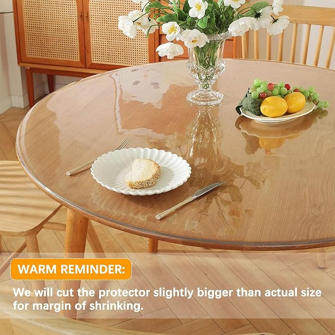 24 Inch 2ft Round Clear Table Protector Tablecloth Cover Desk Top Pad Mat for Glass Furniture Coffee Marble End Bed Sofa Side Bistro Bar Night Stand Cocktail Dining Room Table Thick Plastic PVC Vinyl