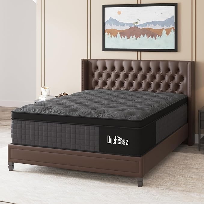 Queen Mattress, 10 Inch Hybrid Mattresses Black with Gel Memory Foam and Individually Pocket Innerspring Euro Top Medium Firm for Motion Isolation, Edge Support, 100 Night Trial