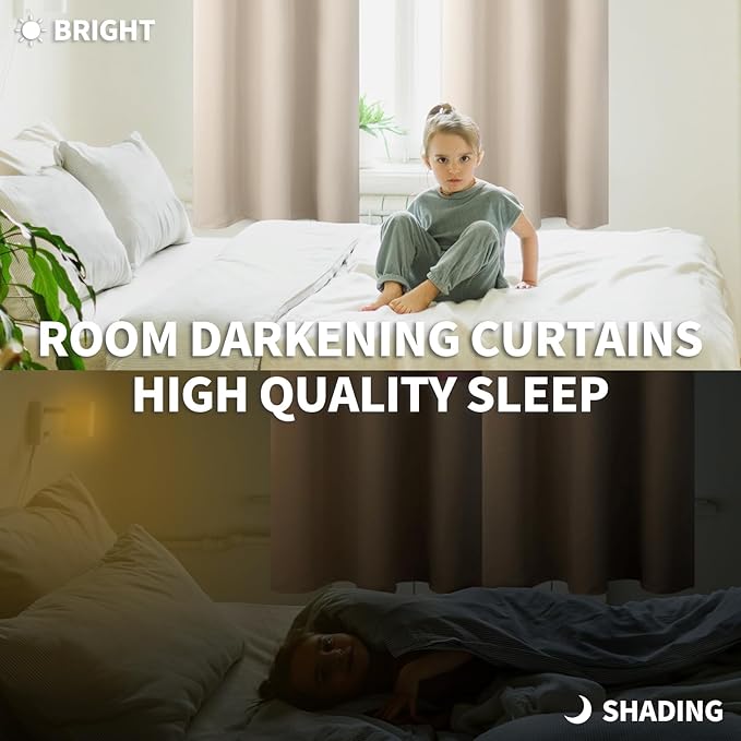 BGment Blackout Curtains - Grommet Thermal Insulated Room Darkening Bedroom and Living Room Curtains, Set of 2 Panels (42 x 72 Inch, Champagne)