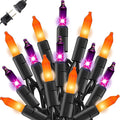Dazzle Bright Purple and Orange Halloween Mini Lights, 20FT 100 Count Waterproof Incandescent Lights Plug in, Connectable Halloween Decorations for Indoor Outdoor Party Yard Decor