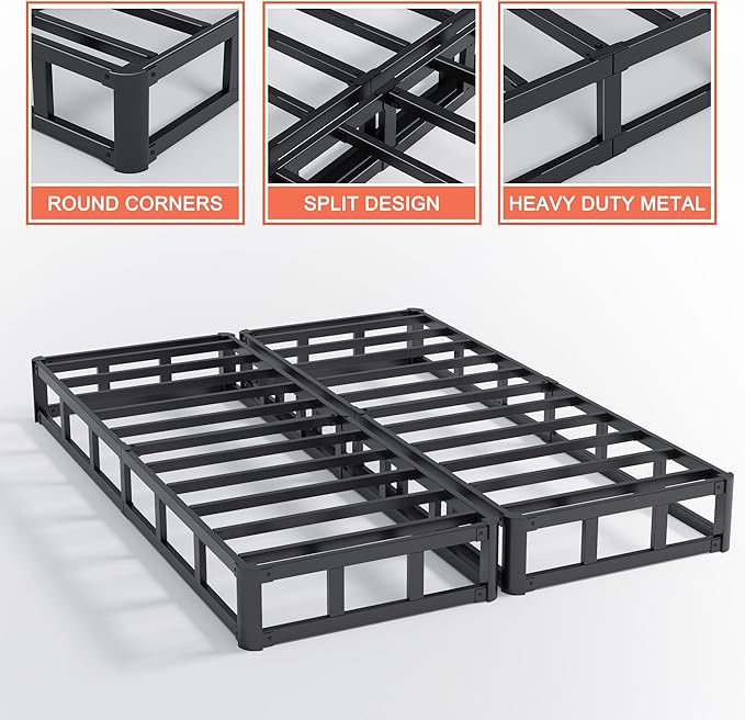 9 Inch Split Queen Box Spirng High Proflie Metal Box Spring for Queen Bed with Fabric Cover,Heavy Duty, Mattress Foundation, Easy Assembly, Noise Free
