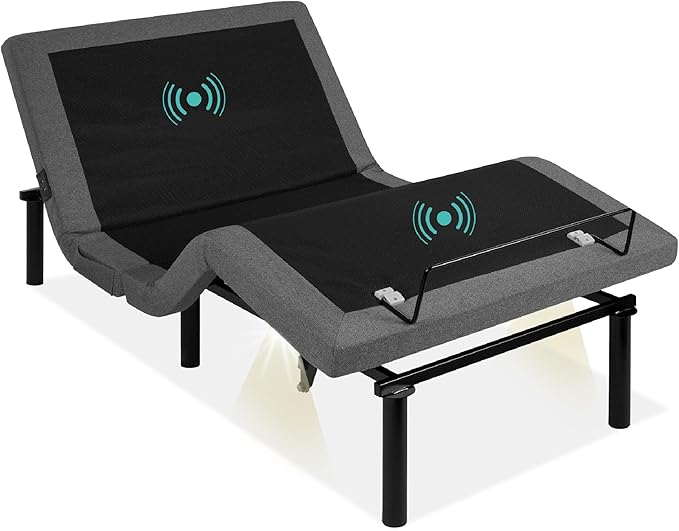 Best Choice Products Ergonomic Twin XL Size Adjustable Bed Frame, Electric Base w/Wireless Remote Control, Nightlight, Massager, 2 USB Ports