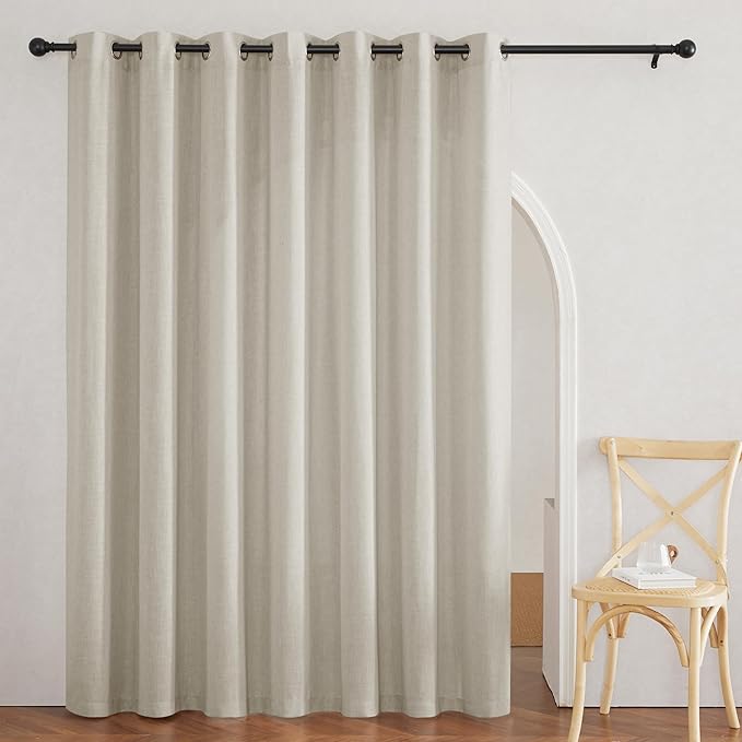 RYB HOME Curtains 84 inches Long - Country Semi Sheer Panels for Living Room Grommet Curtain Half Transparent Drapes for Bedroom Patio Doors Foyer Closet, 100 W x 84 L, Angora