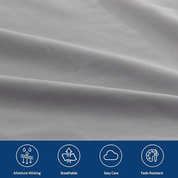 Moonsea Extra Deep Pocket Queen Sheet Sets for Air Mattress - Deep Pocket Sheets Queen Size Sets - Sheets with Pocket on Side - Easily Fits Extra Deep 16 in to 24 in Pillow Top Air Mattress (Grey)