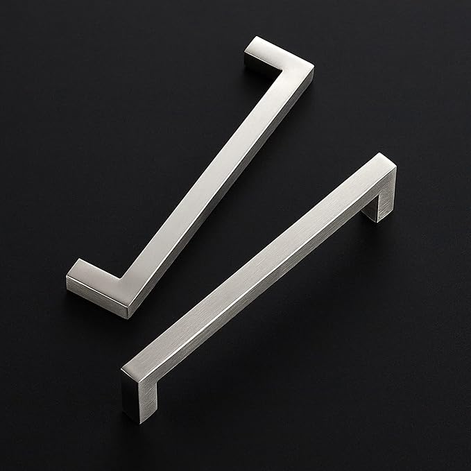 Ravinte 12 Pack 6-1/4 Inch Square Cabinet Handles - Brushed Nickel Stainless Steel Drawer Pulls for Kitchen Hardware