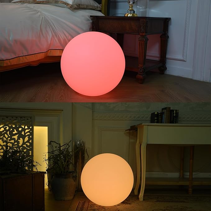 LOFTEK 20-inch LED Large Dimmable Light Ball: RGB 16 Color Changing Glow Ball with Remote Control, Waterproof Floating Pool Lights, Rechargeable for Nursery, Pool, Garden Decor