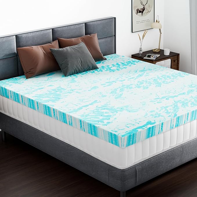 DUMOS Mattress Topper 3-Inch Gel Memory Foam Mattress Topper Twin XL, Soft Mattress Pads for Sleeper Sofa, RV, Camper, CertiPUR-US CertifiedBlue