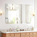 Frameless Bathroom Mirror for Over Sink,Wall Mounted Vanity Mirrors 24x32in,Rounded Rectangle Mirror Frameless with Polished Edge for Bedroom,Living Room,Entryway,Shatterproof (Horizontal/Vertical)
