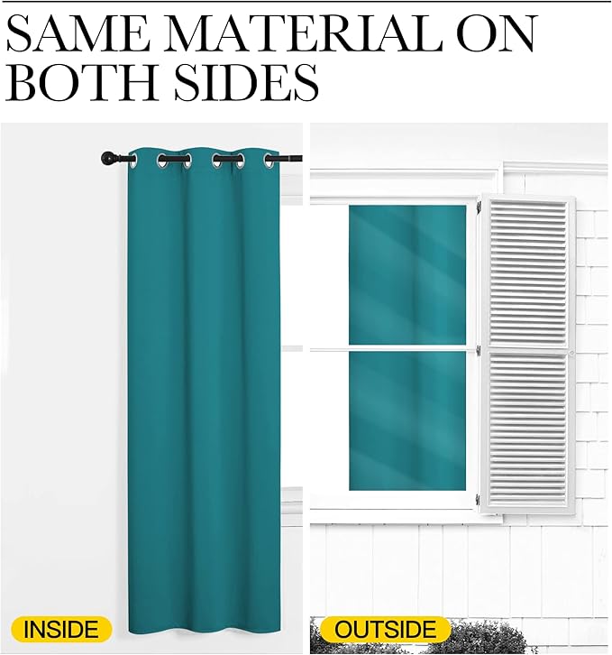 NICETOWN Room Darkening Curtains 86 inch Length 2 Panels, Thermal Insulated Grommet Blackout Curtains for Modern Casual Elegant Bedroom Kids Room Theme Decoration (Peacock Teal, 2 Pieces, W55)