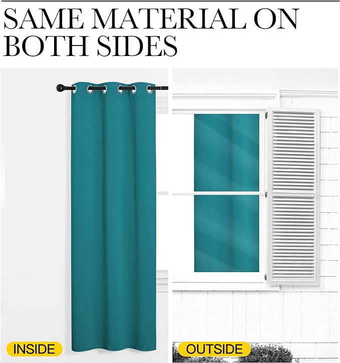 NICETOWN Room Darkening Curtains 102 inch Length 2 Panels, Peacock Teal, 2 Pieces, W55, Thermal Insulated Grommet Blackout Curtains for Modern Casual Elegant Bedroom Kids Room Theme Decoration