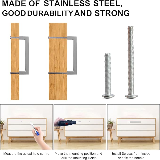 Cabinet Pulls Brushed Nickel Cabinet Handles Square Drawer Pulls, 5 Pack 7-1/2 Inch Stainless Steel Kitchen Door Cupboard Cabinet Handles, Cabinet Hardware Drawer Handles, 192mm Hole Centers