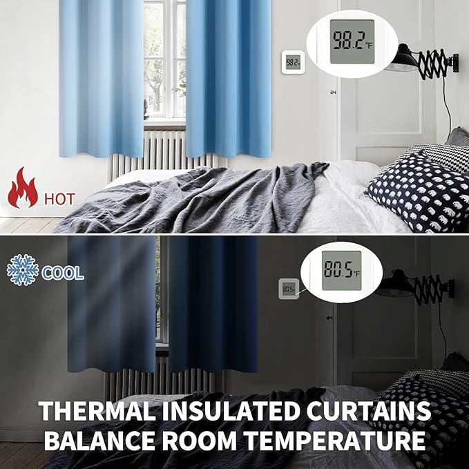 BGment Room Darkening Curtains 72 Inches Long - Grommet Thermal Insulated Drapes Window Treatment Curtains for Bedroom, 2 Panels, 52 x 72 Inch, Sky Blue