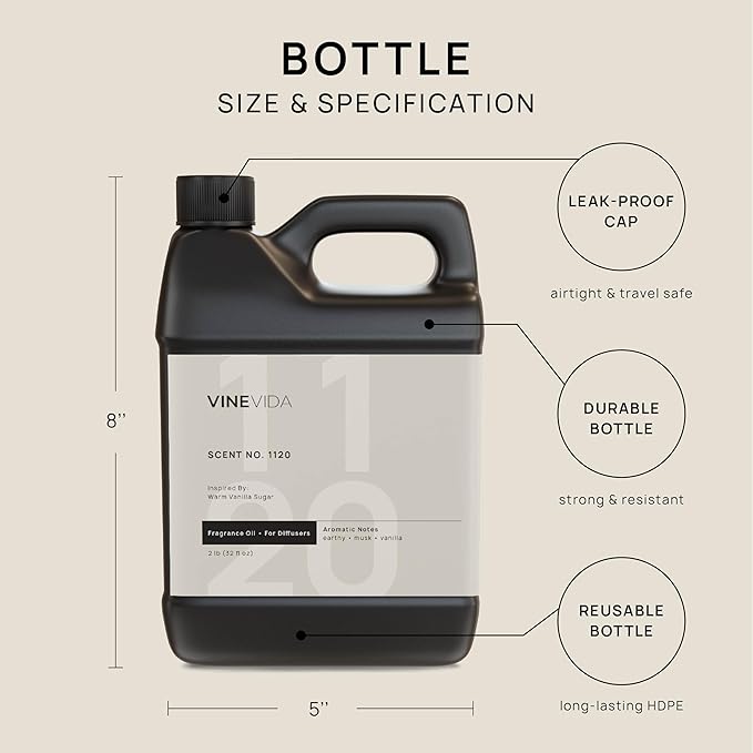 VINEVIDA [32 Fl Oz] Scent NO. 1120 Fragrance Oil for Cold Air Diffusers, Aromatic Notes of Earthy Musk Vanilla, Essential Oils for Diffuser Oil Refill & Air Freshener Room Spray