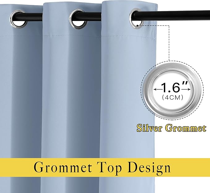 NICETOWN Blackout Living Room Curtains 102 inches Long, Grommet Thermal Window Treatments Room Divider Curtains Sound Reducing for Bedroom, W66 x L102, Vintage Blue, 2 Panels