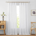 RYB HOME White Sheer Curtains 84 inches, Durable Wrinkle Resistant Light Filtering Textured Short Curtains for Living Room Bedroom Dining Room, W 42 x L 84 inches, 2 Panels Set