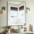 Black Bathroom Mirror, 30" x 40" Wall Mirror with Metal Frame, Decorative Rectangular Vanity Mirror for Bedroom Bathroom Living Room Entryway (Horizontal/Vertical)