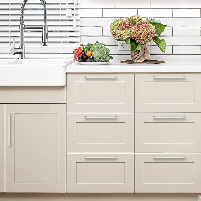 Ravinte 20 Pack 11-5/16 Inch Square Cabinet Handles - Brushed Nickel Stainless Steel Drawer Pulls for Kitchen Hardware