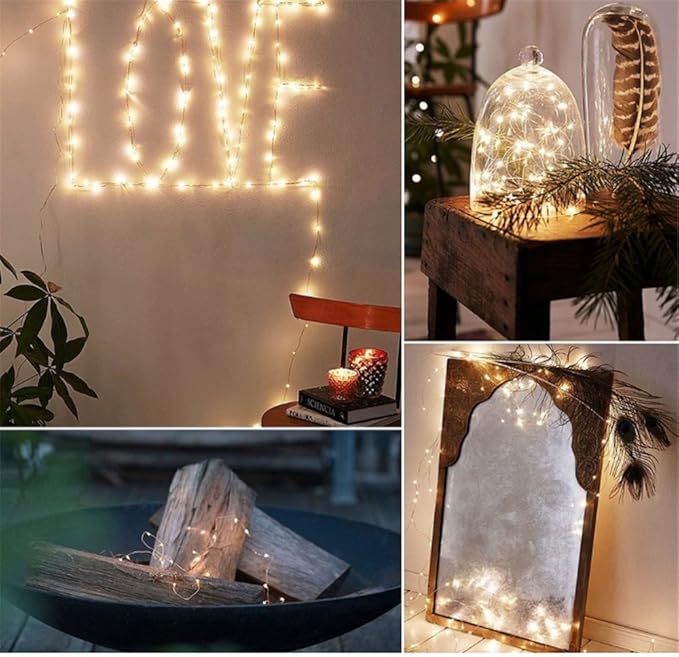 ANJAYLIA 2 Pack Fairy Lights 16.4ft 50 LED String Lights Battery Operated Mini Firefly Starry Lights for Wedding, Bedroom, Party, Christmas, Warm White