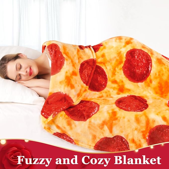 Jorbest Pizza Blanket Birthday Gifts for Women Men Teen Boys Girls, Double Sided Novelty Pizza Throw Blanket Funny Gifts for Adult and Kids, 285 GSM Soft Flannel Fun Food Blanket (Red, 47 inches)