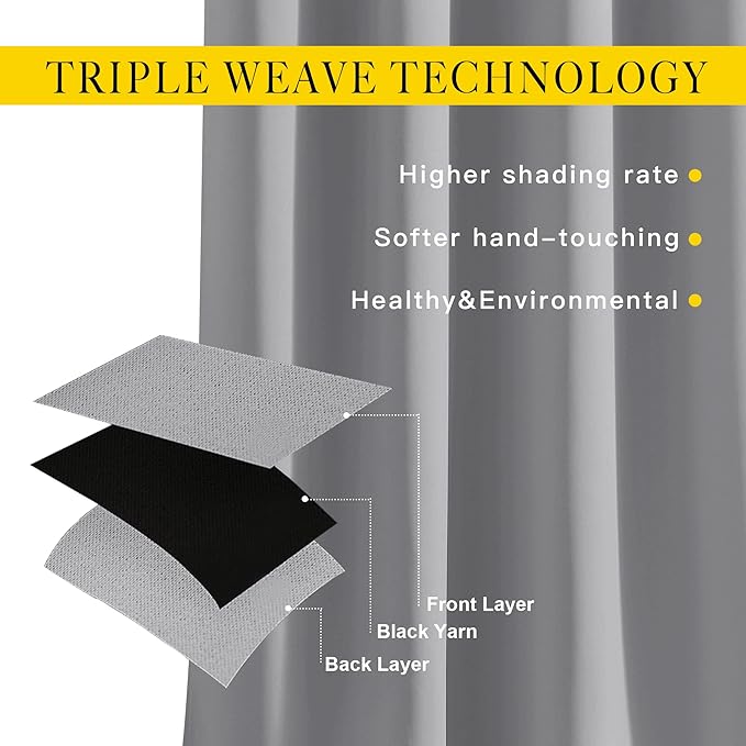 NICETOWN Room Darkening Silver Grey Curtains for Living Room - Solid Thermal Insulated Sound Reducing Grommet Curtains Drapes for Bedroom/Patio (2 Panels, W66 x L84)