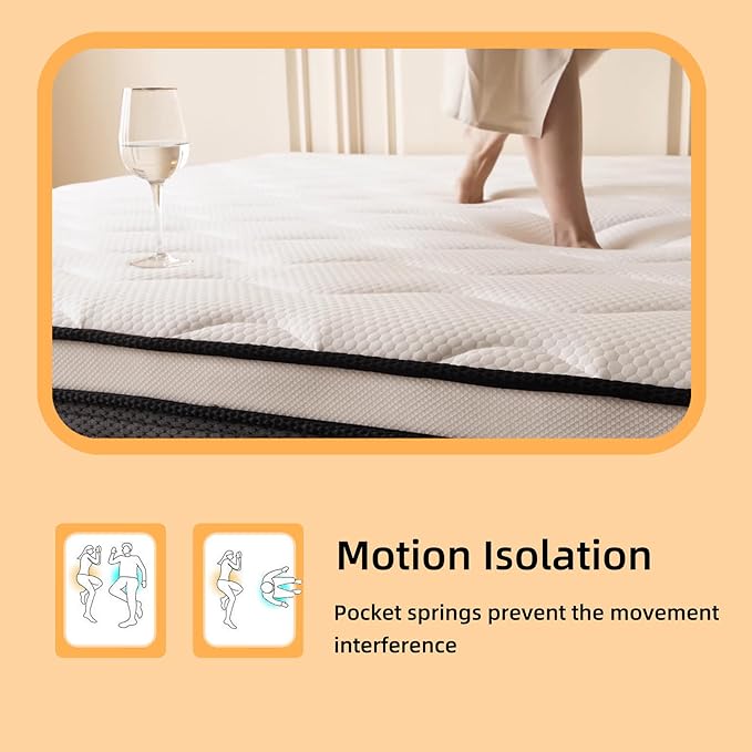 Review Full Mattresses, 12 Inch Full Size Mattress in a Box, Memory Foam Hybrid Mattress with Individual Pocket Spring Coils for Motion Isolation & Silent Sleep, Pressure Relief, Plush Feeling