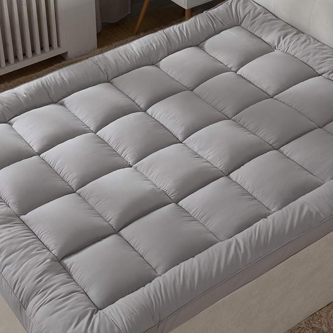 Soft & Cooling Pillow Top Mattress Topper California King with Breathable 300TC Cotton Cover, Extra Thick Plush Bed Topper for Back Pain, Mattress Pad Cover for Firm Mattress, Fit to 6”-22” Mattress.