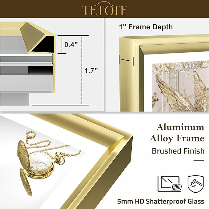 TETOTE 60x36 LED Bathroom Mirror with Lights Gold Frame Frontlit & Backlit Lighted Vanity Mirror Baroque Anti Fog Dimmable White/Warm/Natural,CRI90+,Waterproof,Wall Mounted(Horizontal/Vertical)