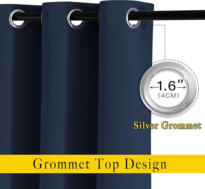NICETOWN Living Room Window Curtain Drapes Extra Long & Wide - Bedroom Panels Grommet Top Window Treatment for Hall & Guest Room (W80 x L108, Navy, 2 Pieces)