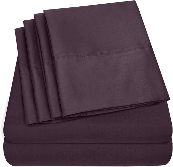 Twin Size Bed Sheets - 4 Piece 1500 Supreme Collection Fine Brushed Microfiber Deep Pocket Twin Sheet Set Bedding - 1 EXTRA PILLOW CASES, GREAT VALUE, Twin, Purple
