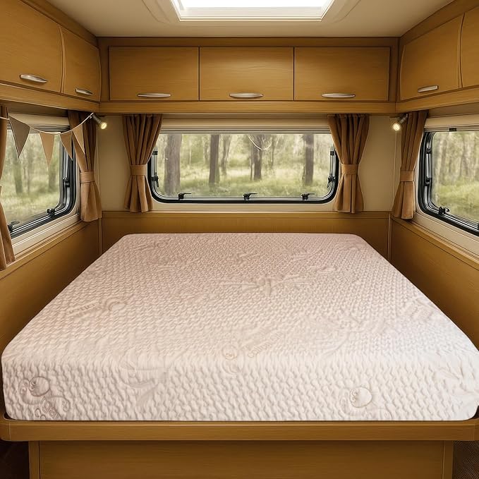 Foamma 8" x 34" x 75" Gel Memory Foam Mattress for RV with Water Resistant Organic Cotton Cover, Firm High Density Foam Base, USA Made, CertiPUR-US Certified Foam