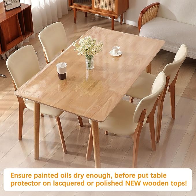 Clear Dining Table Protector Tablecloth Office Desk Pad Mat Wooden Furniture Coffee Glass Bistro Bar Table Cloth Top Topper Protection Waterproof Rectangular PVC Vinyl Plastic Cover 32 X 72 Inches 6ft